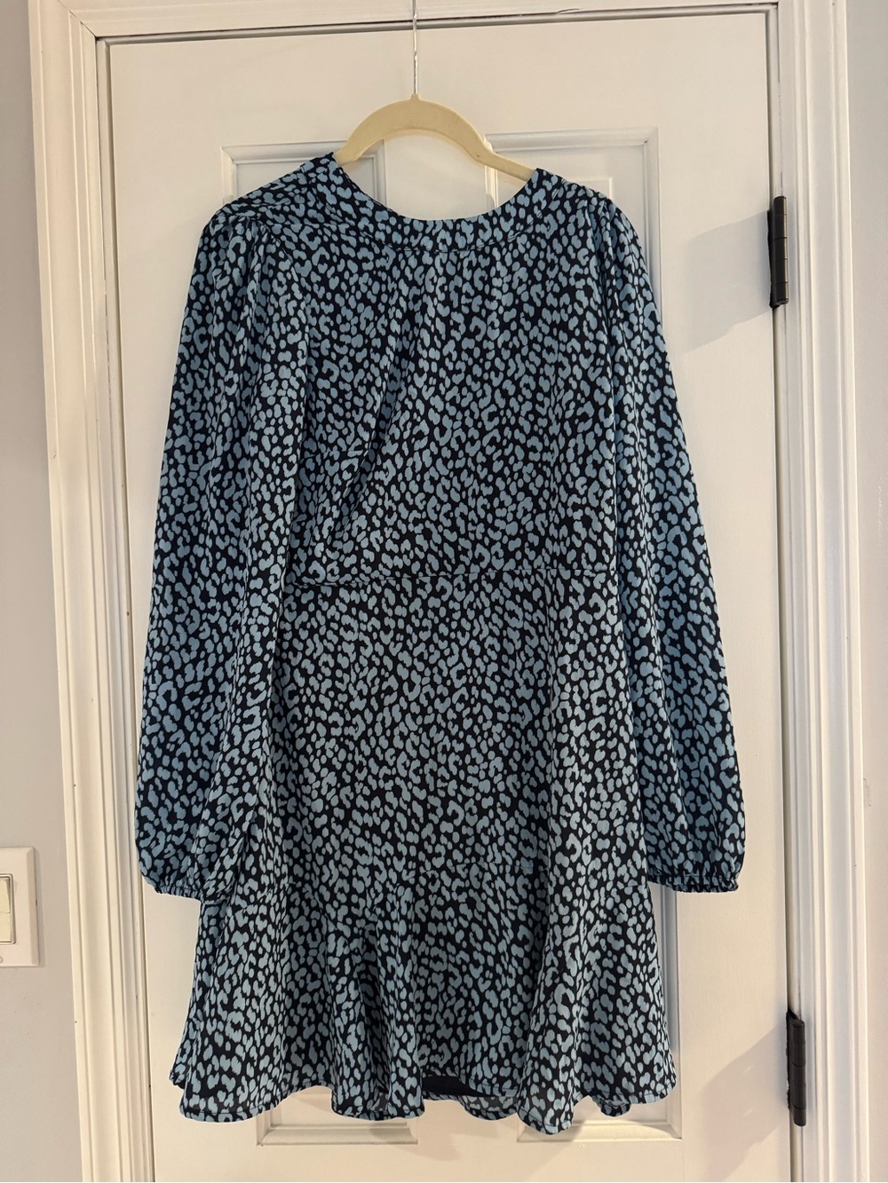 Francesca's Collections Blue Leopard Print Midi Dress